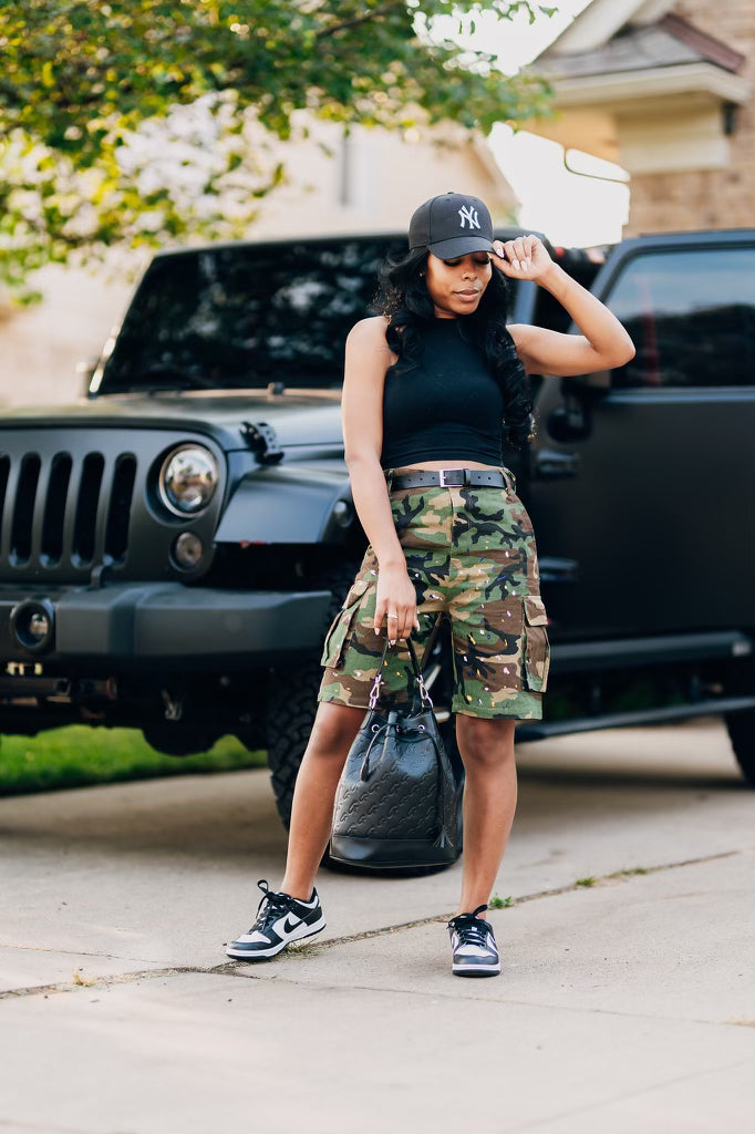 Camo cutie cargo shorts