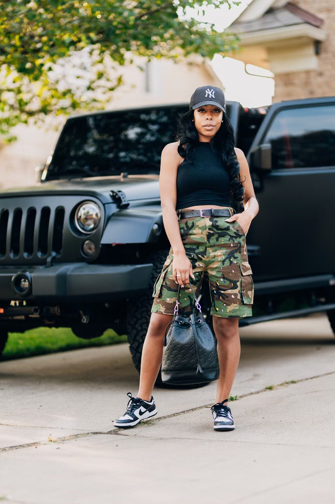 Camo cutie cargo shorts