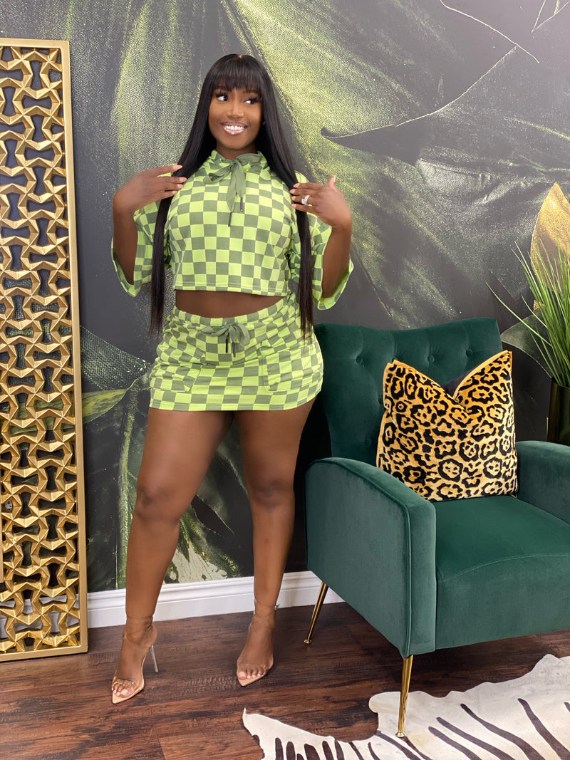 Checked on skirt set