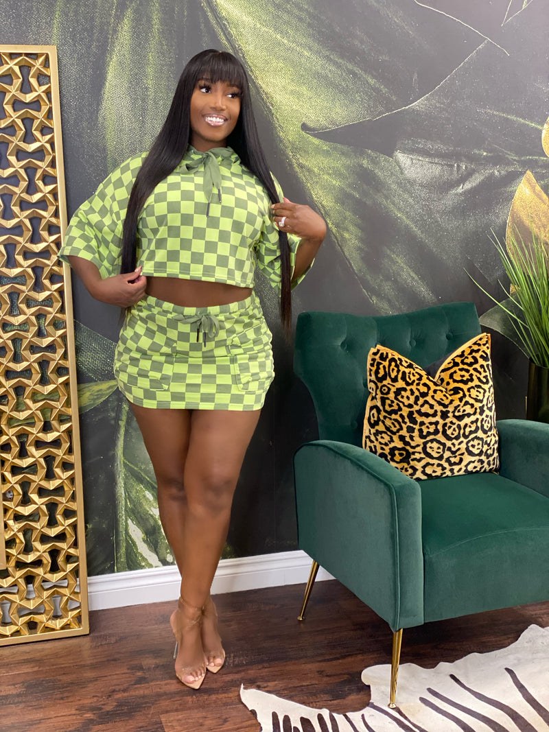 Checked on skirt set